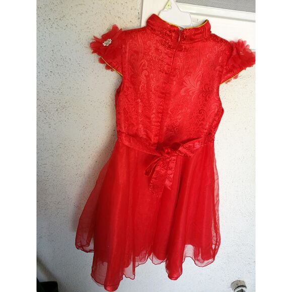 Girls Red Chinese Lunar New Year Phoenix girls dress sz 6X heritage pageant - Picture 5 of 5